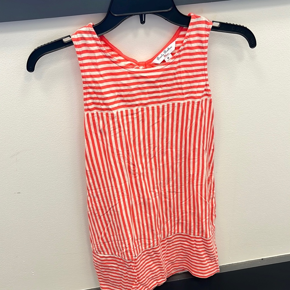 Brooks Beothers girls M cotton summer dress with orange and white striping